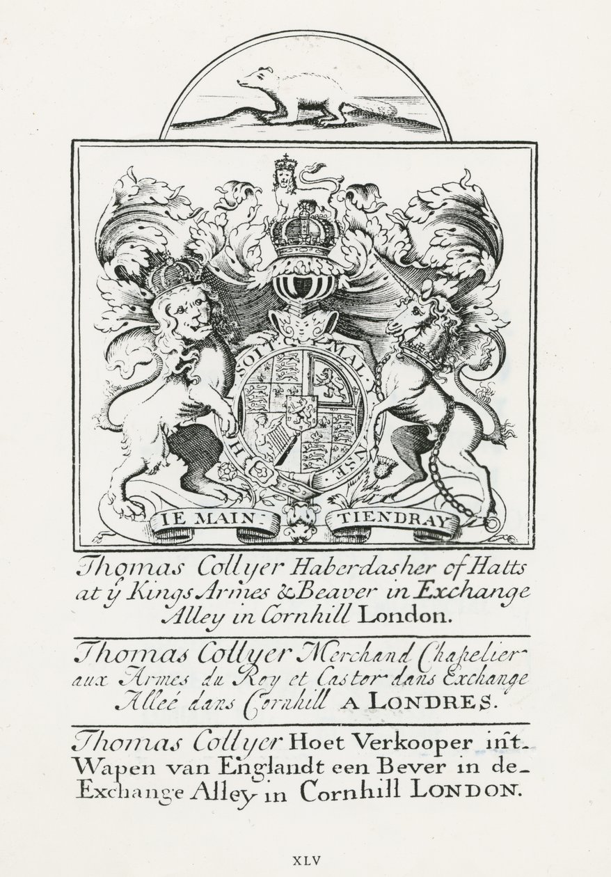 Kauppakortti Thomas Collyerille, Cornhill Haberdasherille tekijältä English School