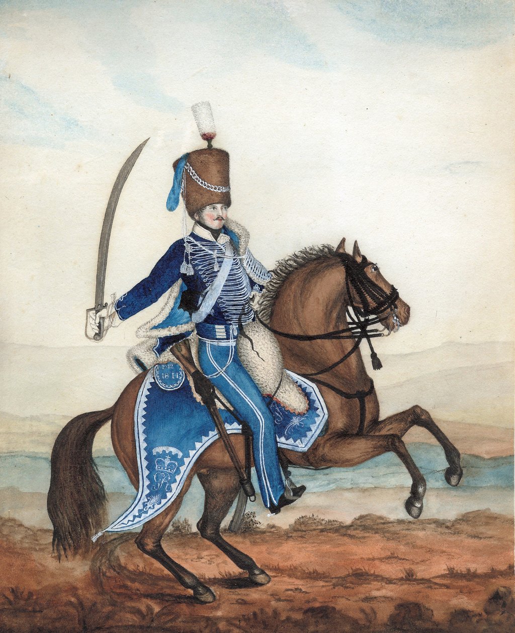 18. husaarien sotilas, noin 1815 (wc paperille). tekijältä English School