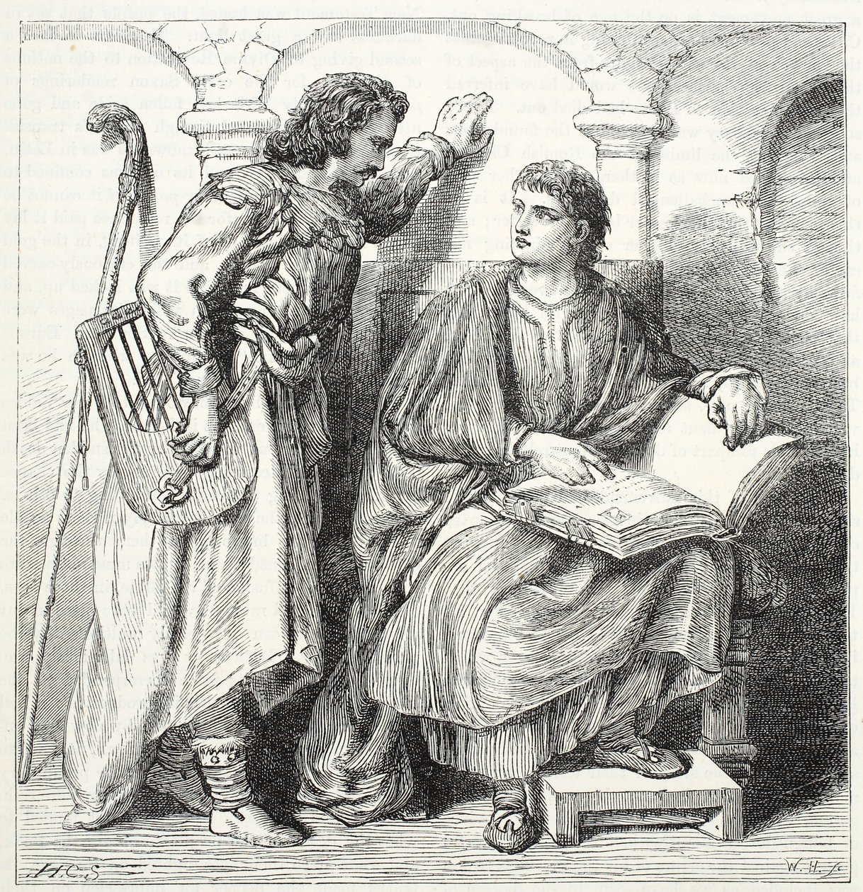 Trubaduuri ja Barbe, kuvitus James Aitken Wylien (1808-1890) Protestantismin historiasta, pub. 1878 tekijältä English School