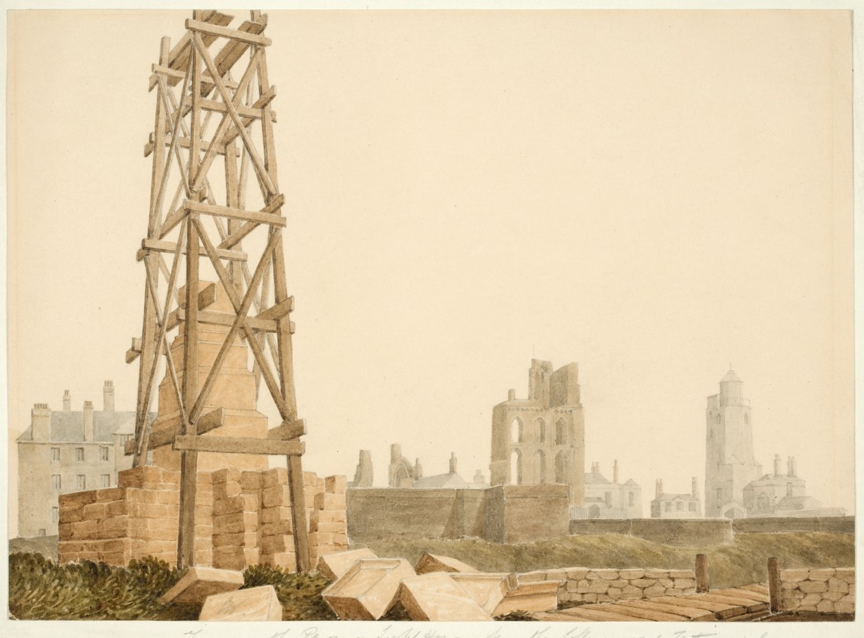 Tynemouth Priory ja majakka Collingwood Memorialista tekijältä English School