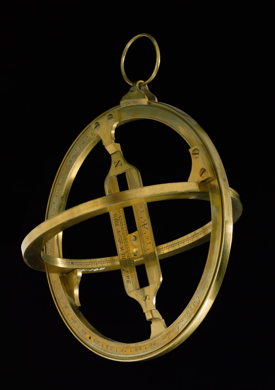 Universaali päiväntasausrengas aurinkokello, n. 1800 (messinki) tekijältä English School