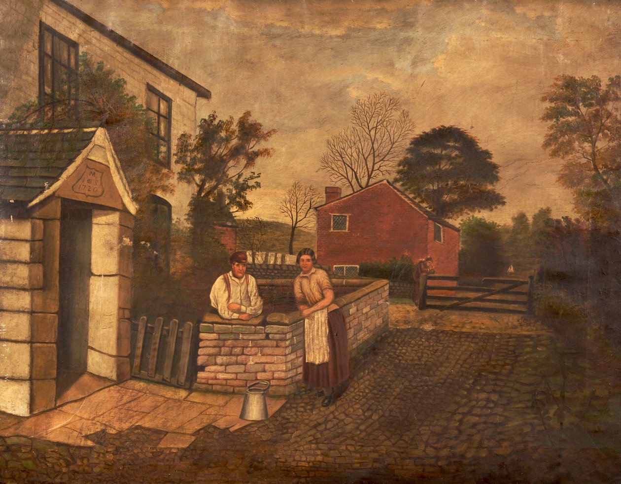 Nimetön (kolme numeroa mökin ulkopuolella, päivätty 1720), n. 1830-70 tekijältä English School