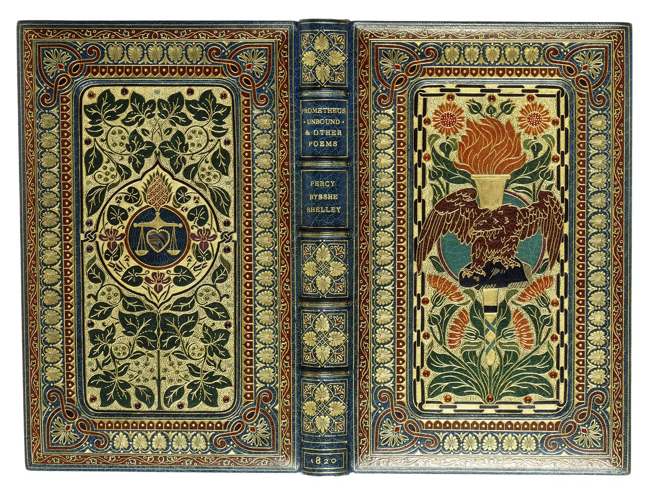 Ylä- ja alakannet, kotka, soihtu, sydän, suomut ja kukkakuviot, 1820 tekijältä English School