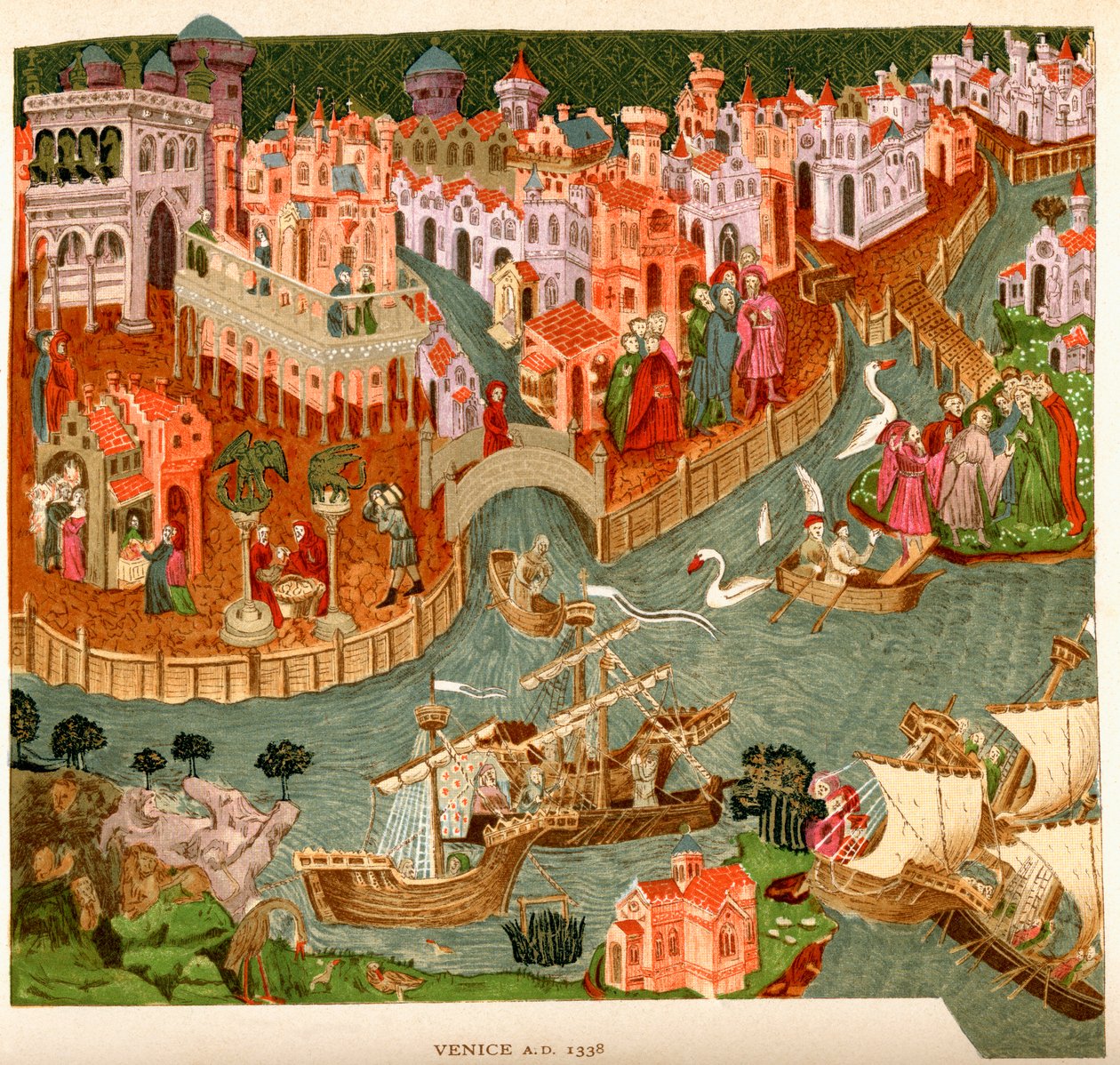 Venetsia, 1338, Bodleian-kirjastossa olevan käsikirjoituksen jälkeen J. R. Greenin teoksesta "A Short History of the English People", julkaistu 1893 tekijältä English School