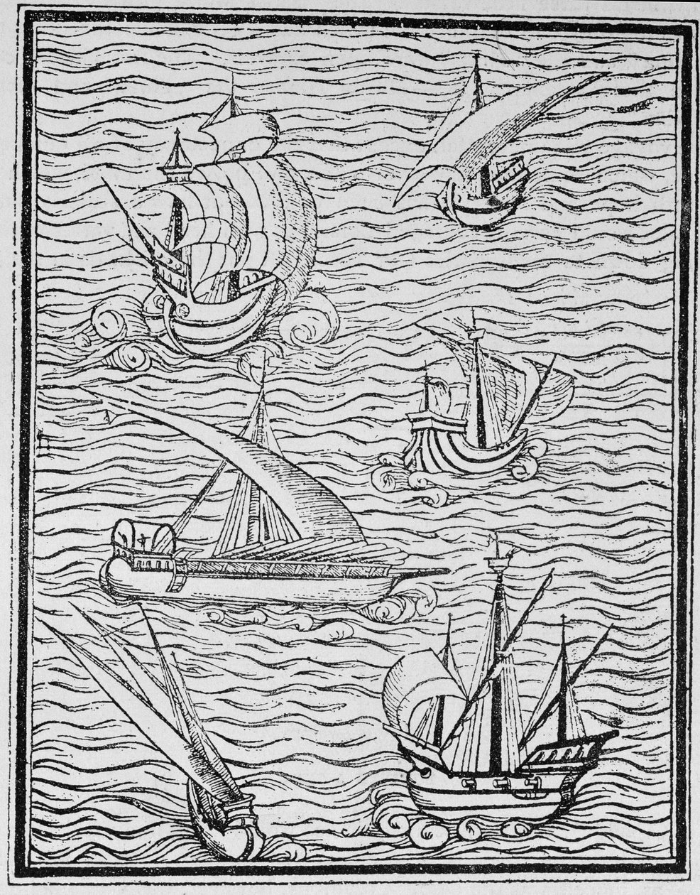Varhaisten espanjalaisten navigaattorien alukset, julkaisusta "The Narrative and Critical History of American", toimittanut Justin Winsor, Lontoo, 1886 tekijältä English School
