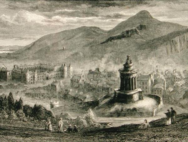Näkymä Burns Monumentilta, Calton Hill, Edinburgh n. 1880, Religious Tract Societyn julkaisemasta Scottish Picturesistä tekijältä English School