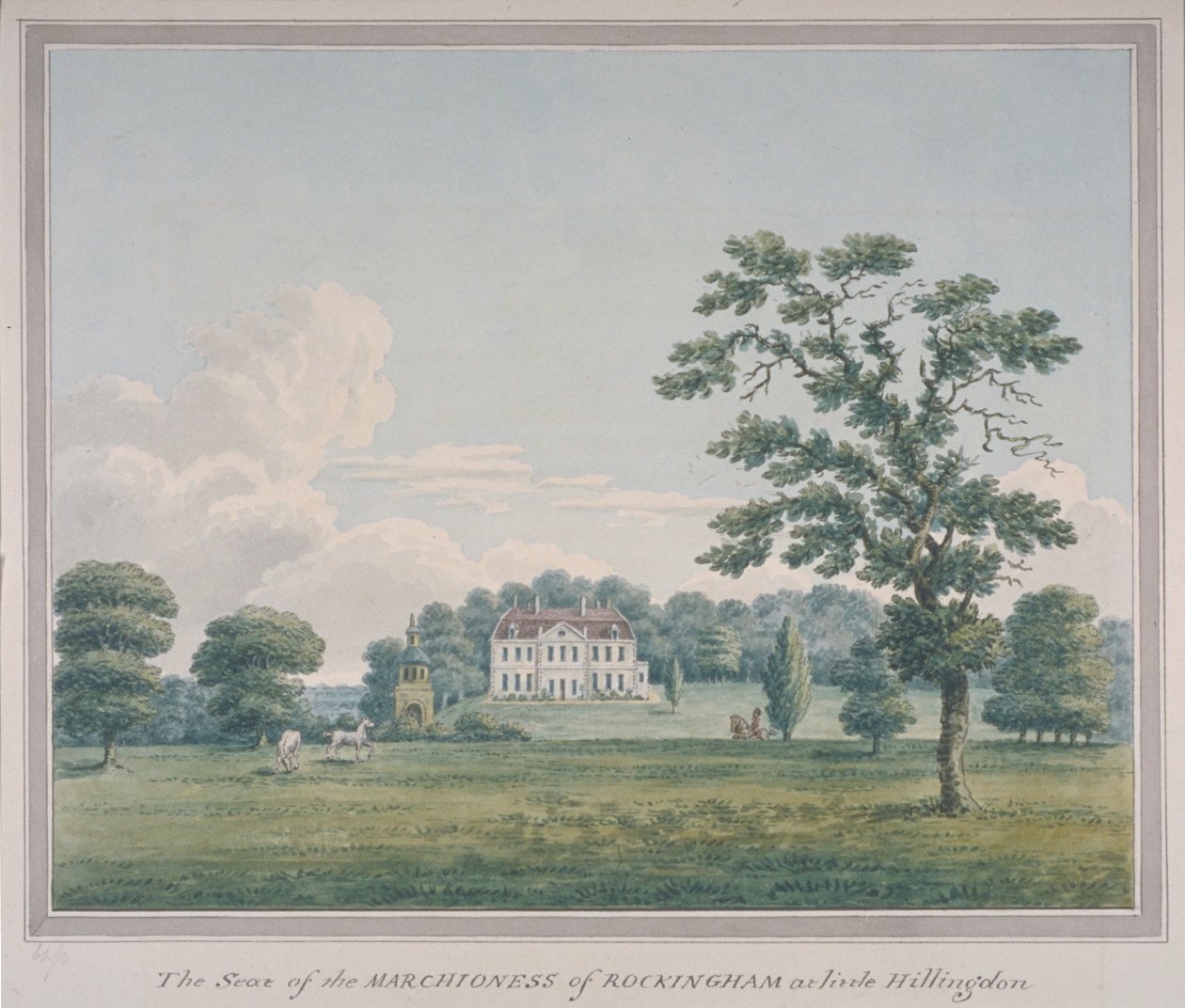 Näkymä Hillingdon Housesta, n. 1820 (wc paperilla) tekijältä English School