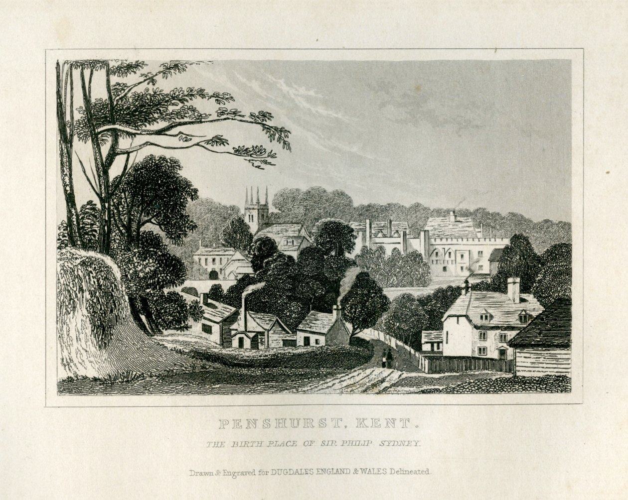 Näkymä Penshurst, Kent, n. 1840 tekijältä English School