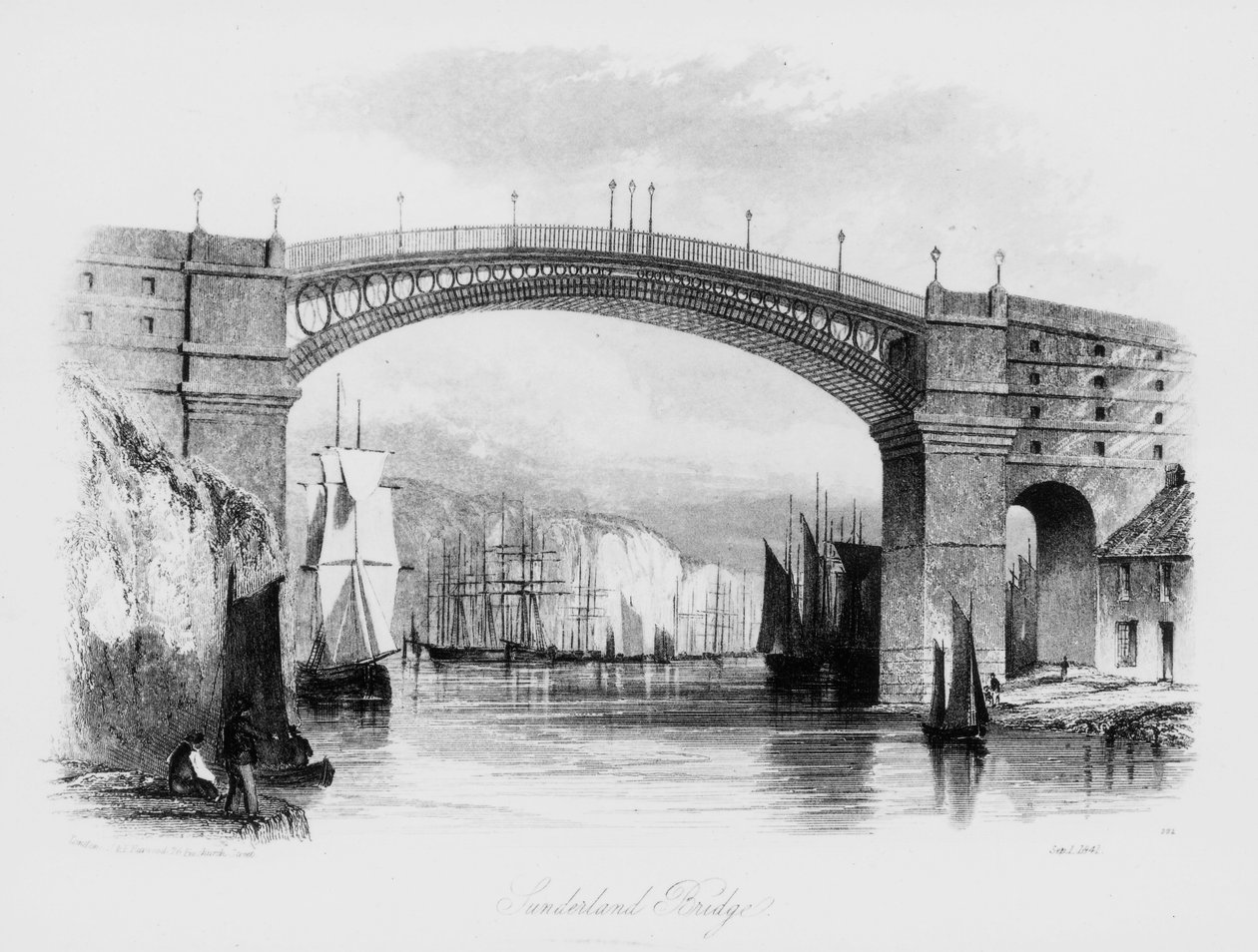 Näkymä Sunderland Bridgelle, 1841 tekijältä English School