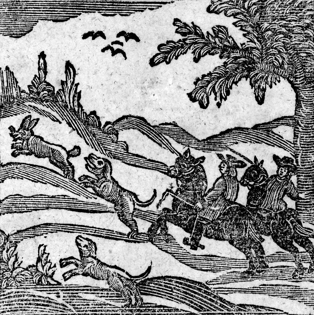 Näkymä metsästyspaikasta "A Book of Roxburghe Ballads" tekijältä English School