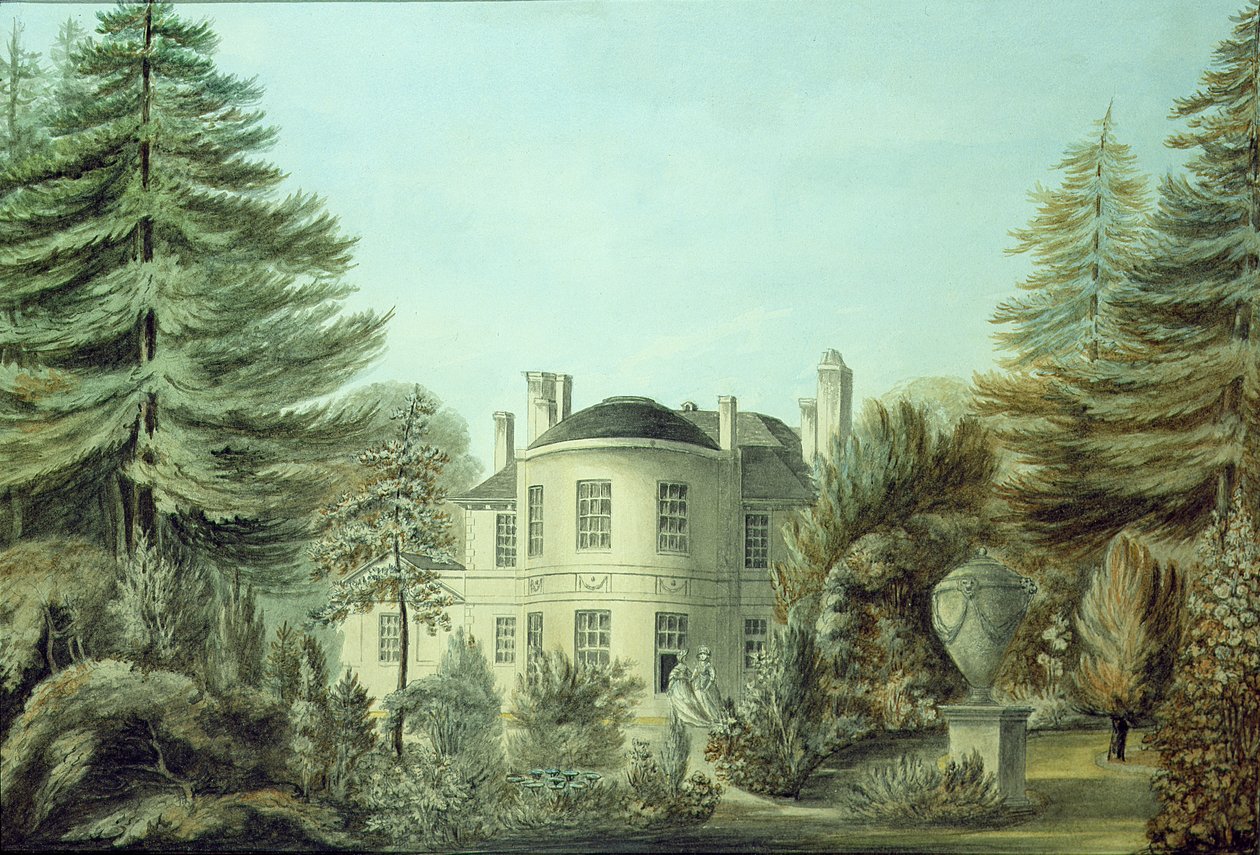 Näkymä 1800-luvun huvilasta, n. 1790 (wc paperilla) tekijältä English School
