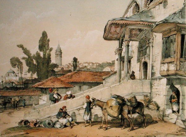 Näkymä Galatan alueelle, 1800-luvun alku (kynä ja muste paperille) tekijältä English School