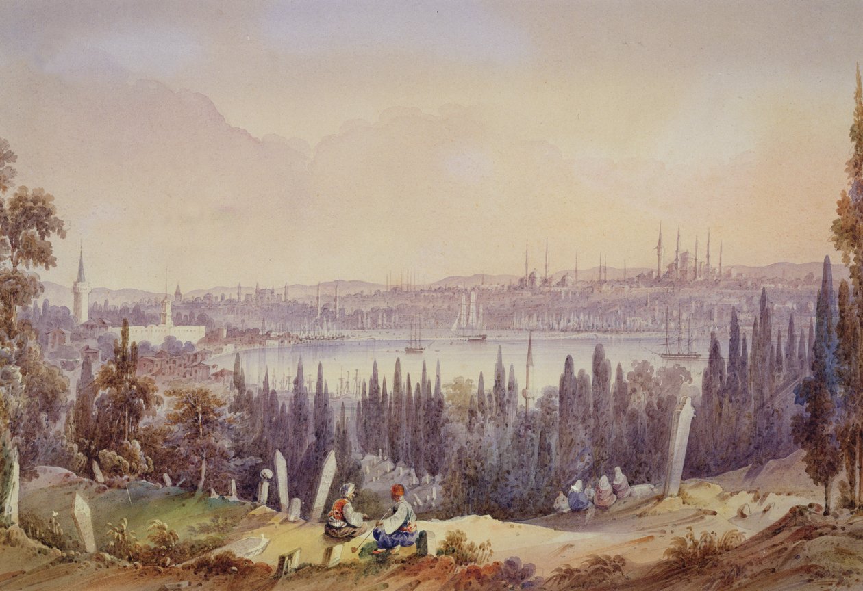Näkymä Kultaiselle sarvelle, n. 1840 (wc paperilla) tekijältä English School