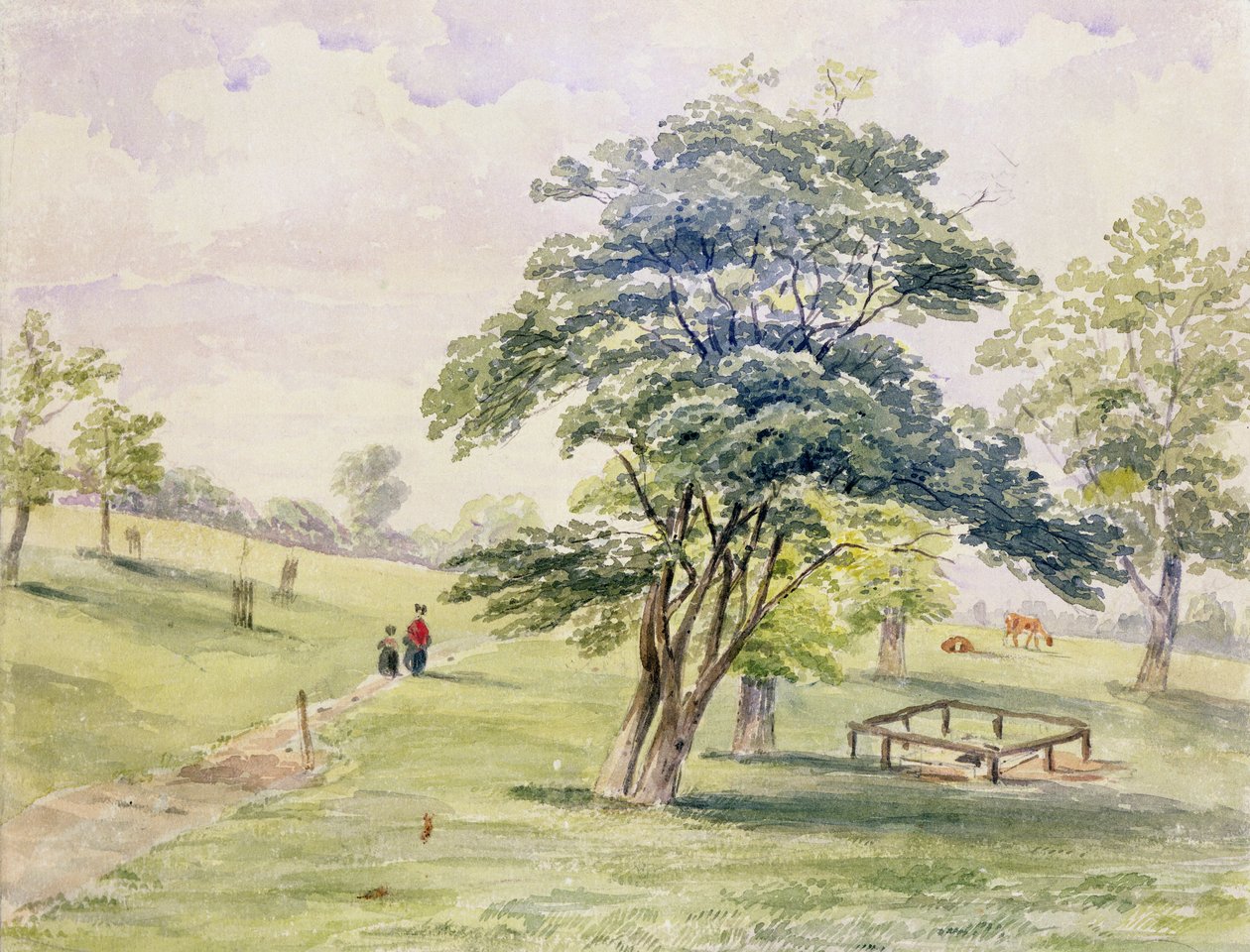 Näkymä Hyde Parkin pohjoisosaan, 1820 tekijältä English School