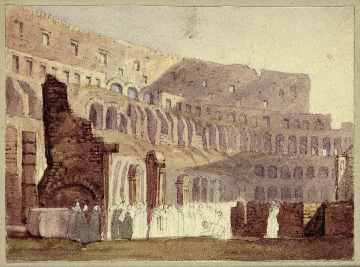 Näkymä Rooman Colosseumille, n. 1800 (wc ja kynä paperille) tekijältä English School