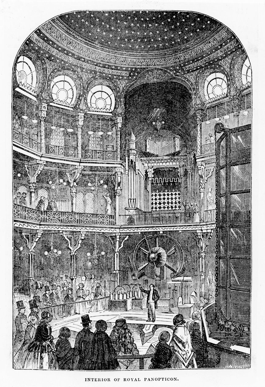Näkymä Royal Panopticon of Science and Art, n. 1855 (litografia) tekijältä English School