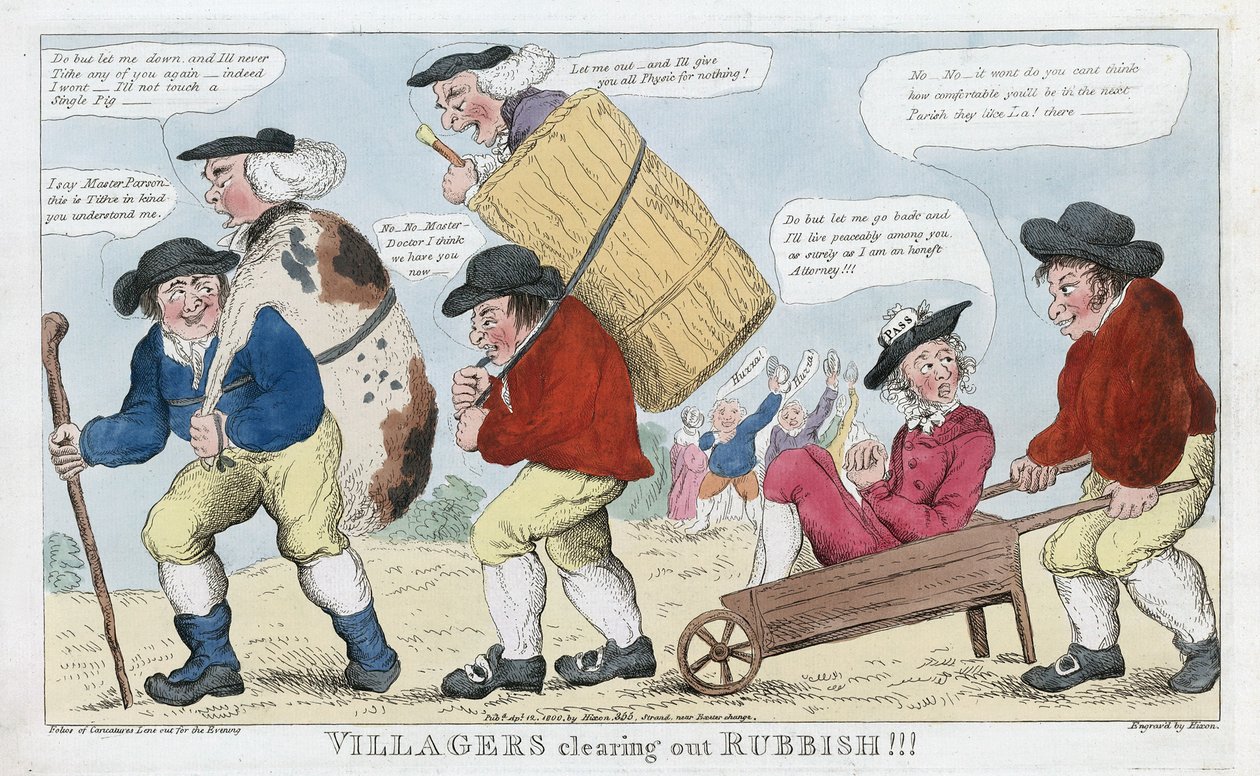 Kyläläiset siivoavat roskia!!!, pubi. 1800 (käsinvärinen kaiverrus) tekijältä English School