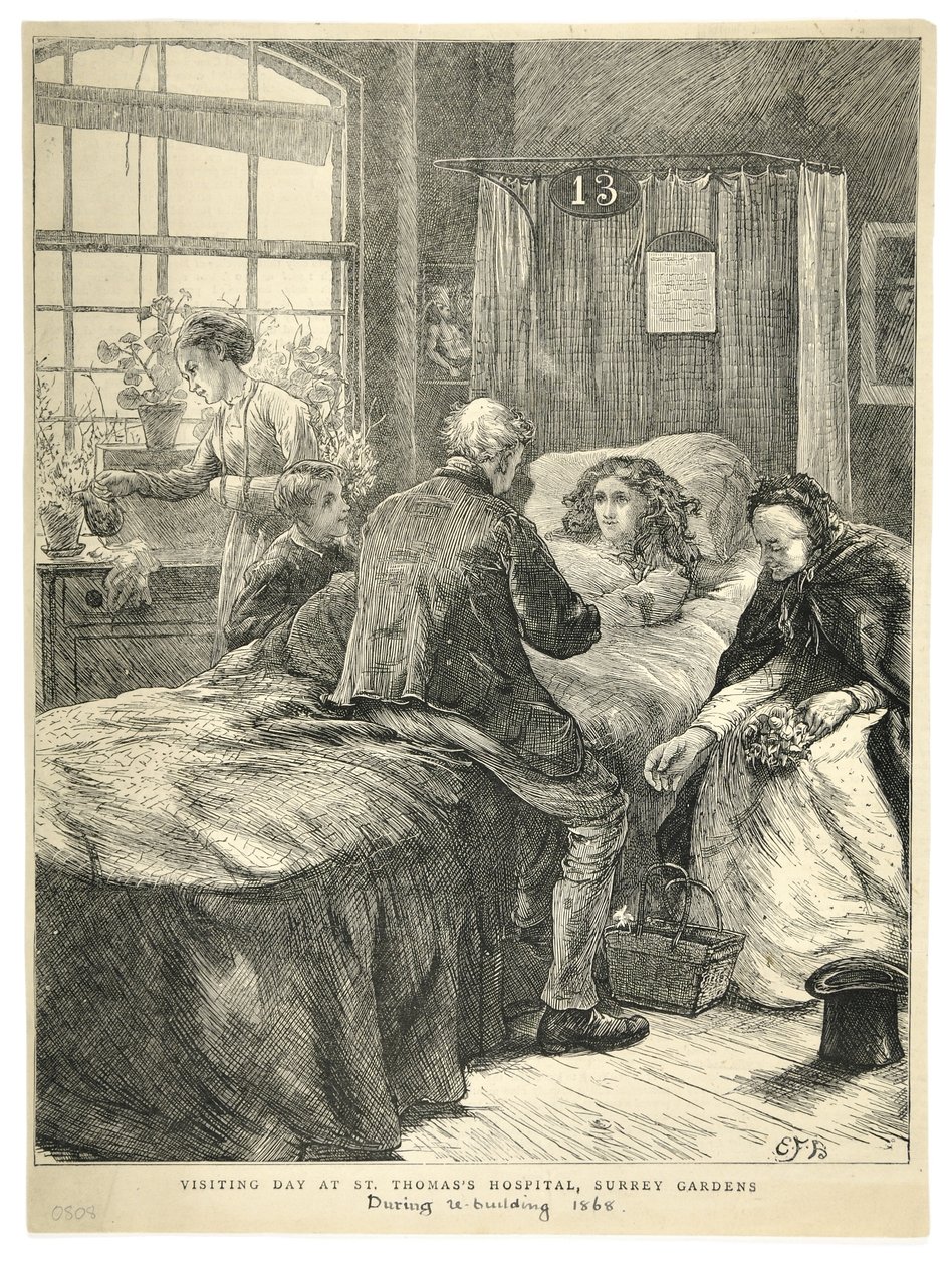 Vierailupäivä St. Thomasin sairaalassa, Surrey Gardens, "The Illustrated London News" tekijältä English School