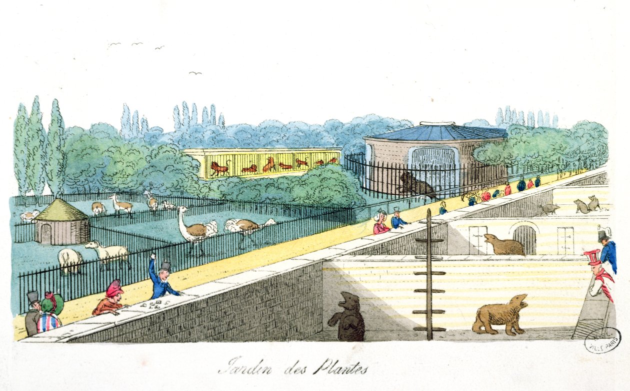 Vierailijat Jardin de Plantesissa, Pariisissa, De Paris a Douvresista, Roger Bookem, 1822 tekijältä English School