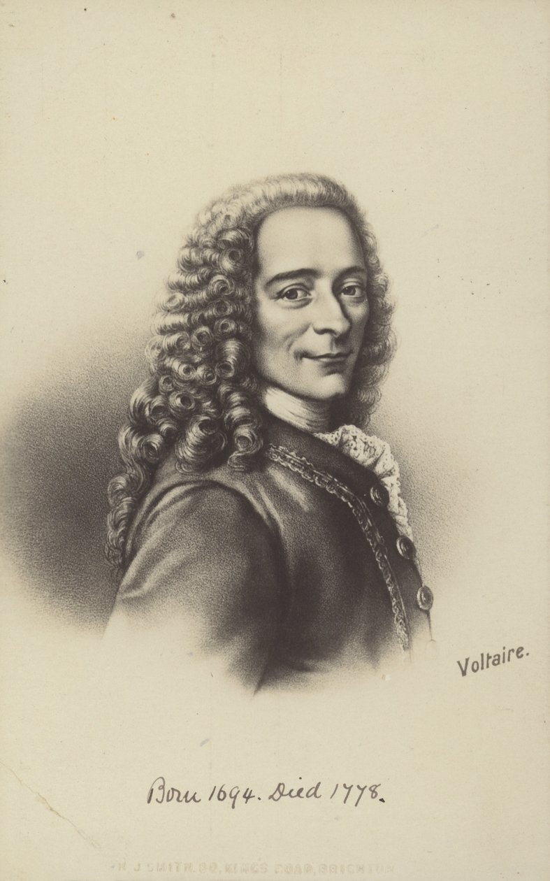 Voltaire (1694-1778), ranskalainen kirjailija, filosofi ja näytelmäkirjailija (litografia). tekijältä English School