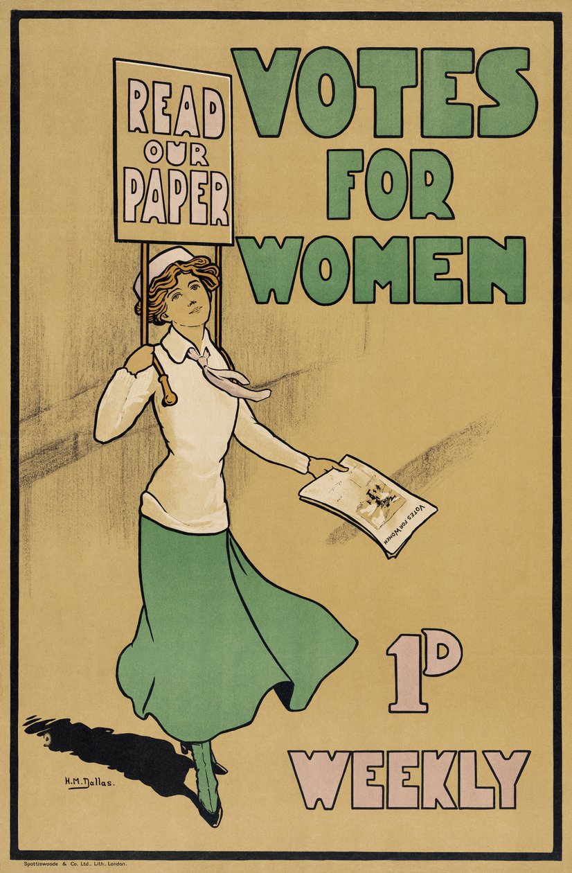 Votes for Women, The Suffragette, julkaisu 1912 (värilitografia). tekijältä English School