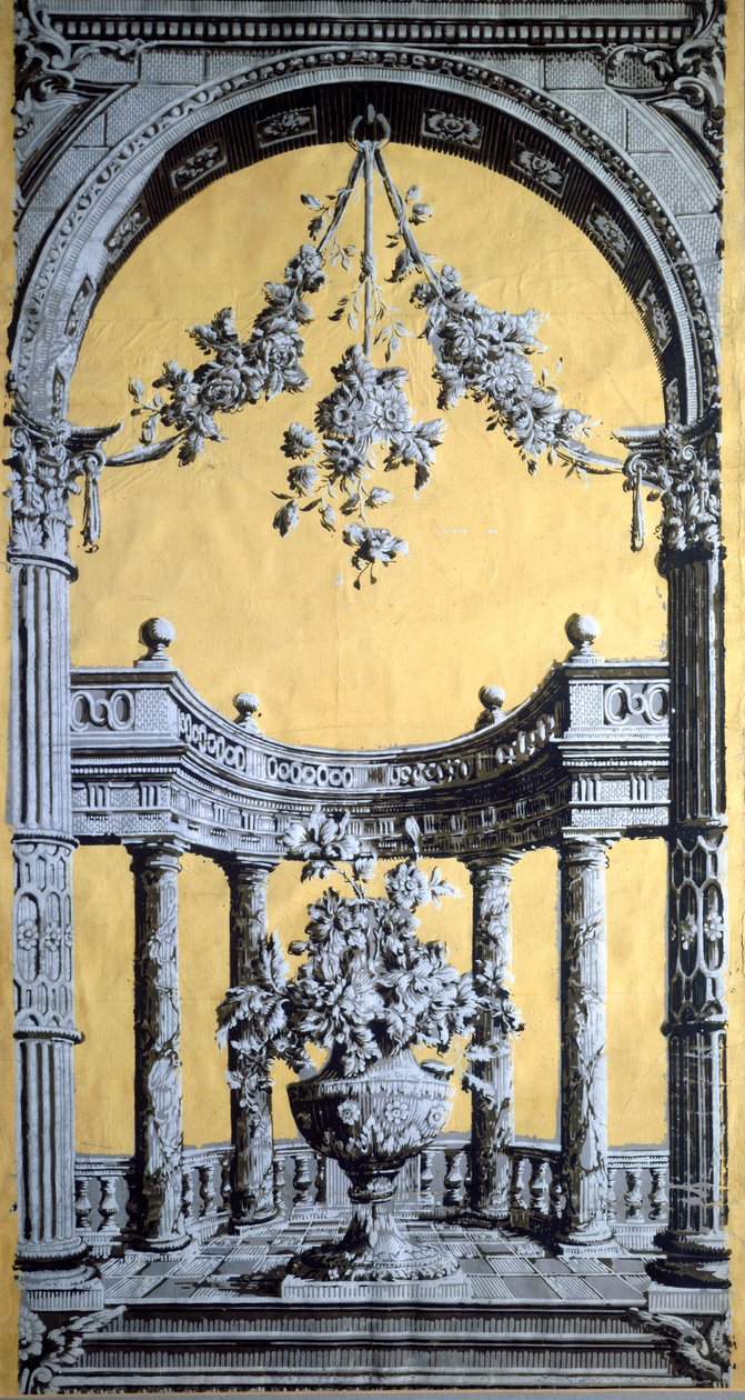 Tapetti, n.1790 Chiaroscuro-printti puupalikkasta, Bourton-on-the-Waterilta tekijältä English School
