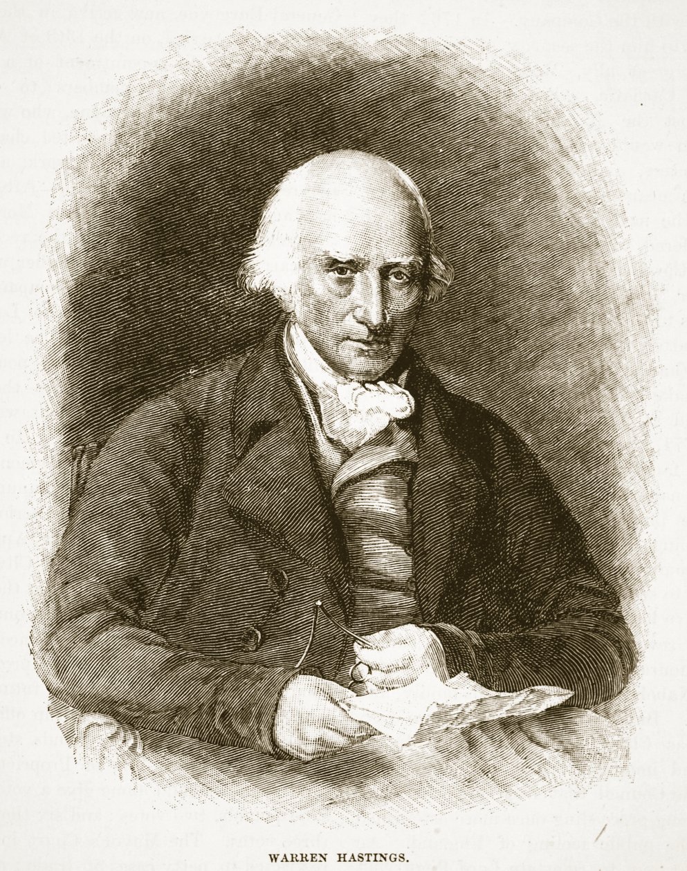 Warren Hastings, kuvitus Cassells Illustrated History of Englandista (seepiakuva) tekijältä English School