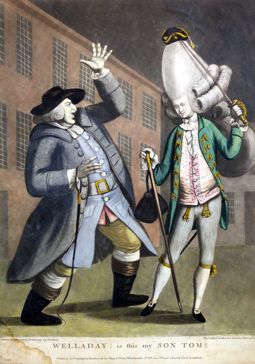 Hyvää päivää!. Onko tämä minun poikani Tom, Grimmin alkuperäisestä piirroksesta, painettu Carington Bowlesille, Lontoo, Pub. 1773 tekijältä English School