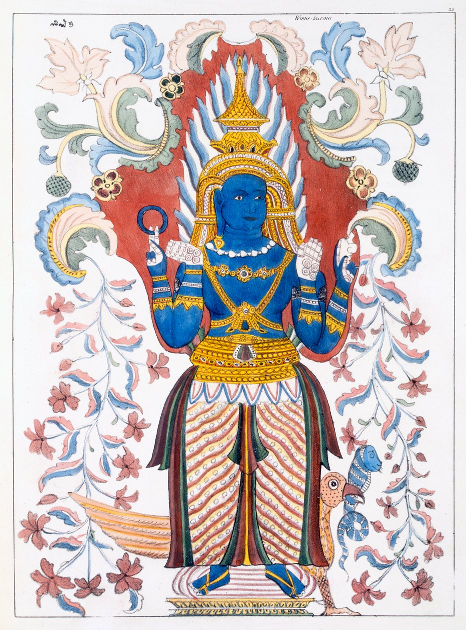 Wiebesana Dewa Raja, neljän kukkulan vartijat, Edward Uphamin teoksesta Buddhalaisuuden historia ja oppi, 1829 tekijältä English School