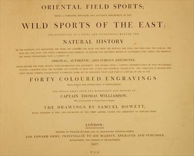 Wild Sports Of The East: etukappale elokuvasta "Oriental Field Sports, a Collection of Drawings", pub. Kirjailija: Edward Orme tekijältä English School