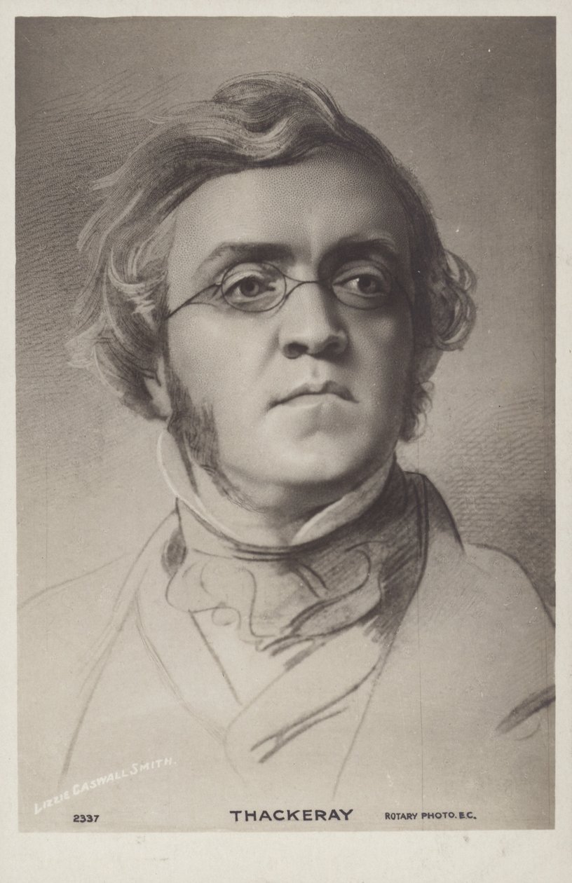William Makepeace Thackeray (1811-1863), englantilainen romaanikirjailija (litografia) tekijältä English School