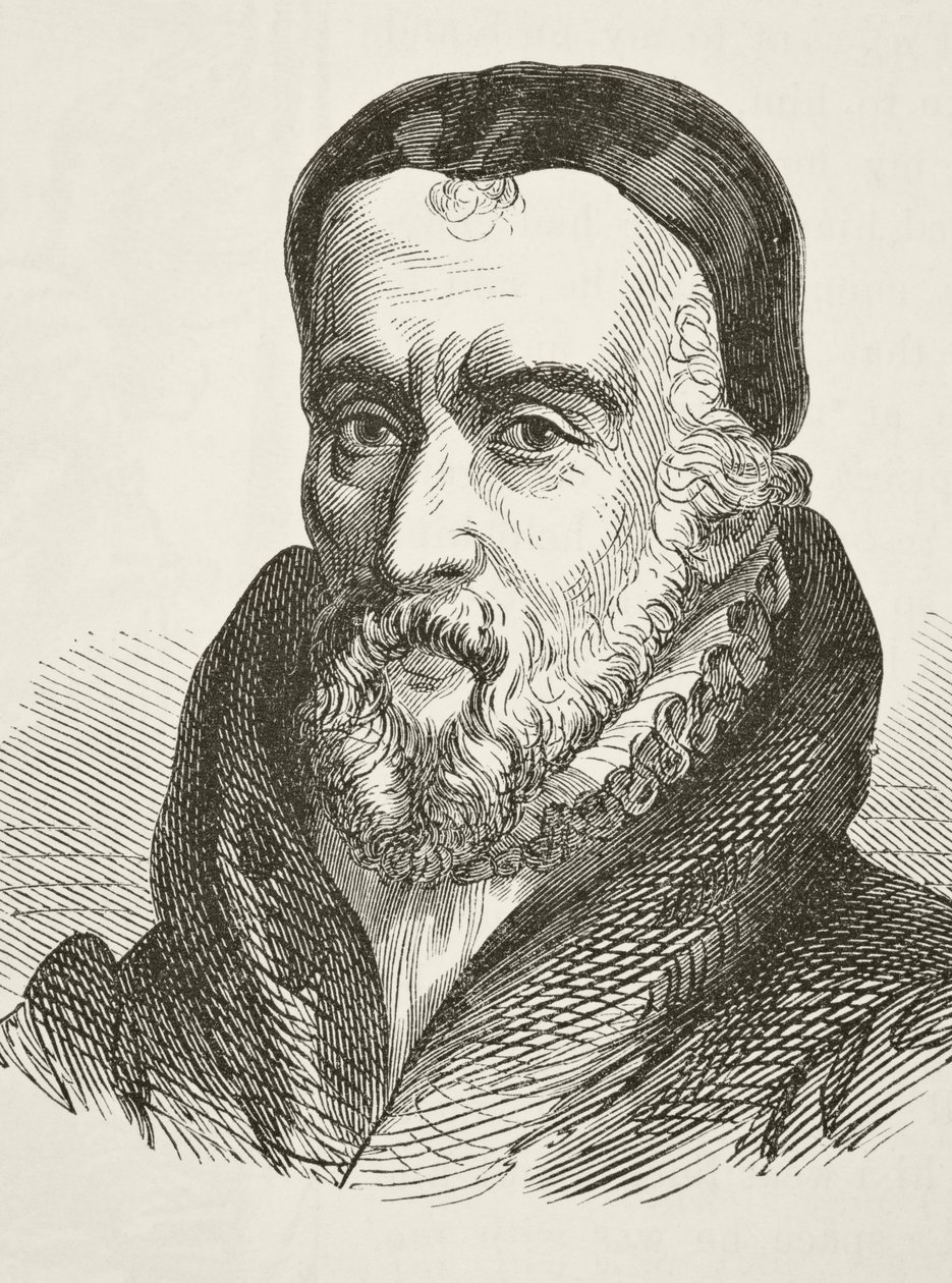 William Tyndale, William Hickman Smith Aubreyn (1858-1916) teoksesta The National and Domestic History of England, julkaistu Lontoossa, noin 1890 tekijältä English School