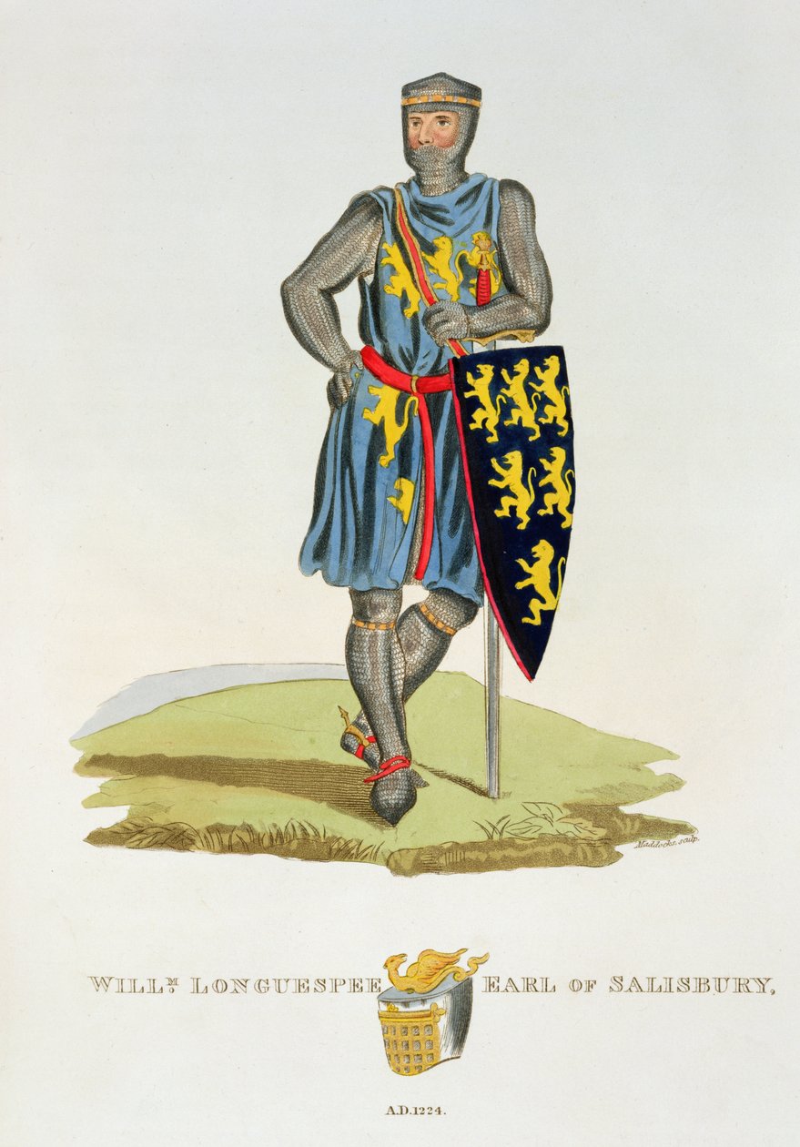 William de Longuespee, Salisburyn 3. jaarli (k. 1226) 1224, kaiverrus W. Maddocks, Samuel Rush Meyrickin muinaisesta haarniskasta, 1824 tekijältä English School