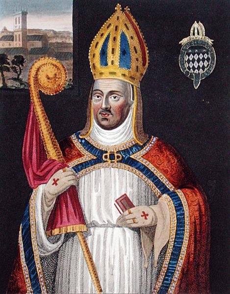 William of Wainfleet (n. 1395-1486), maalauksen jälkeen Bodleian Galleryssä (väri litho) tekijältä English School