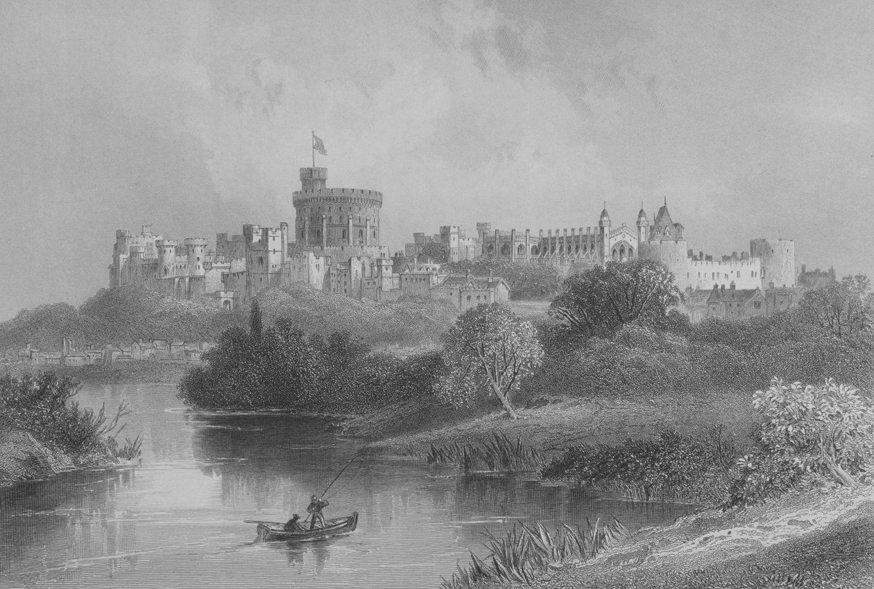 Windsorin linna, pastori Thomas Milnerin Geografian galleriasta, julkaistu noin 1880 tekijältä English School