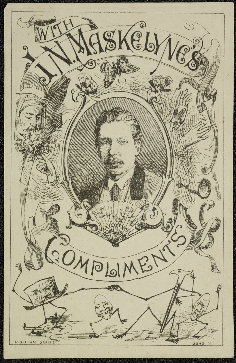 J. N. Maskelynen kehuin, n. 1875 (kaiverrus) tekijältä English School