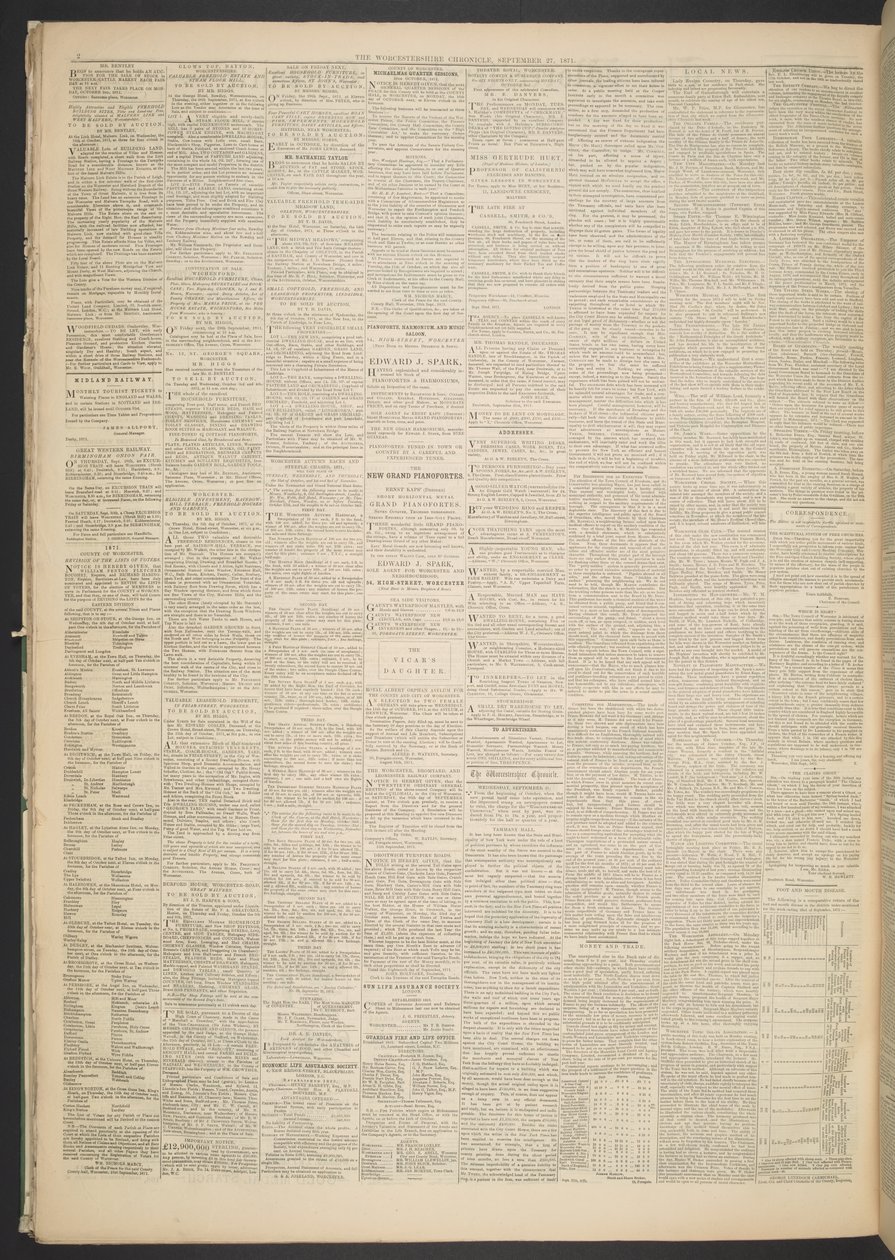 Worcestershire Chronicle, 27. syyskuuta 1871 (sanomalehtipaperi) tekijältä English School