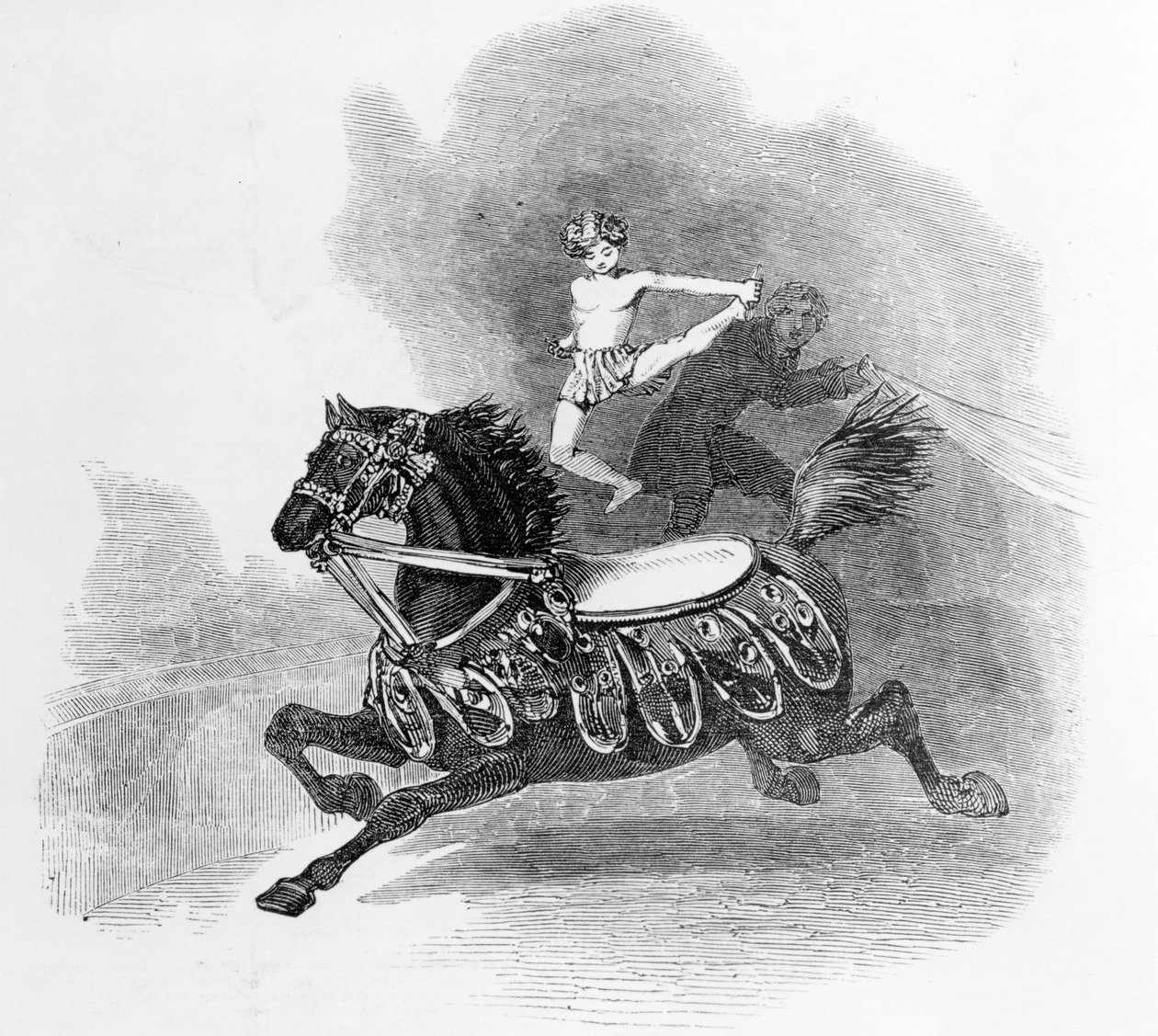 Nuori Hernandez, Astleyn amfiteatterissa, kuvitus The Illustrated London Newsista, 1849 tekijältä English School