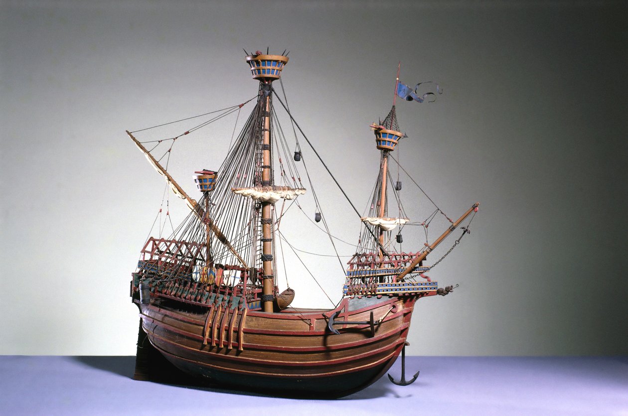 1:60 mittakaavassa malli flaamilaista carrakkia noin 1480 (puuta) tekijältä English School English School
