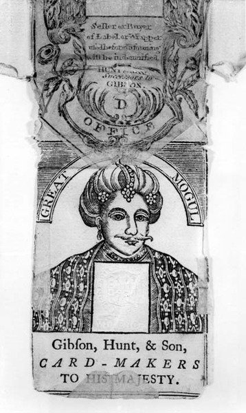 Suuri Mogul-pelikorttikääre, jonka teki Gibson, Hunt, & Sons, korttivalmistajat hänen Majesteettilleen tekijältä English School English School