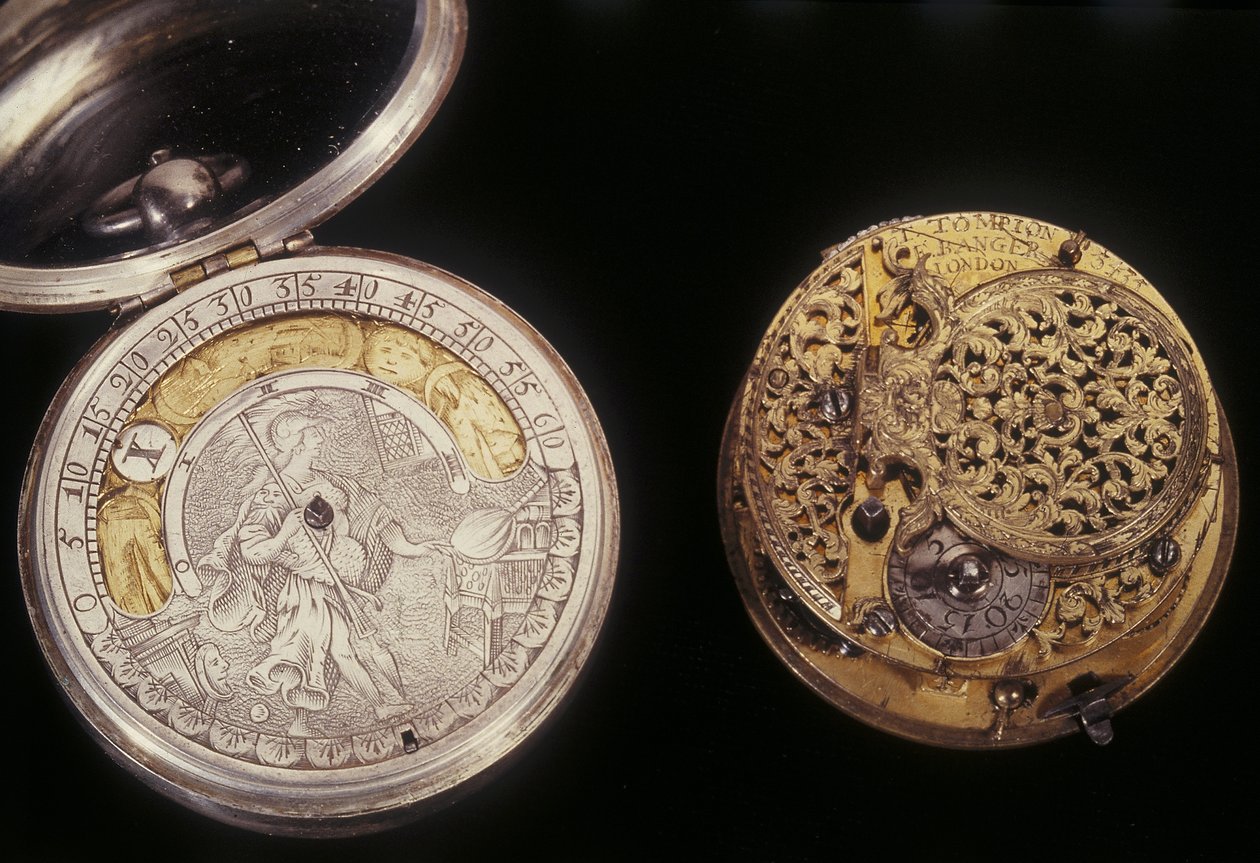 Kaksi taskukelloa, n. 1660 & c. 1705 (metalli) tekijältä English School English School