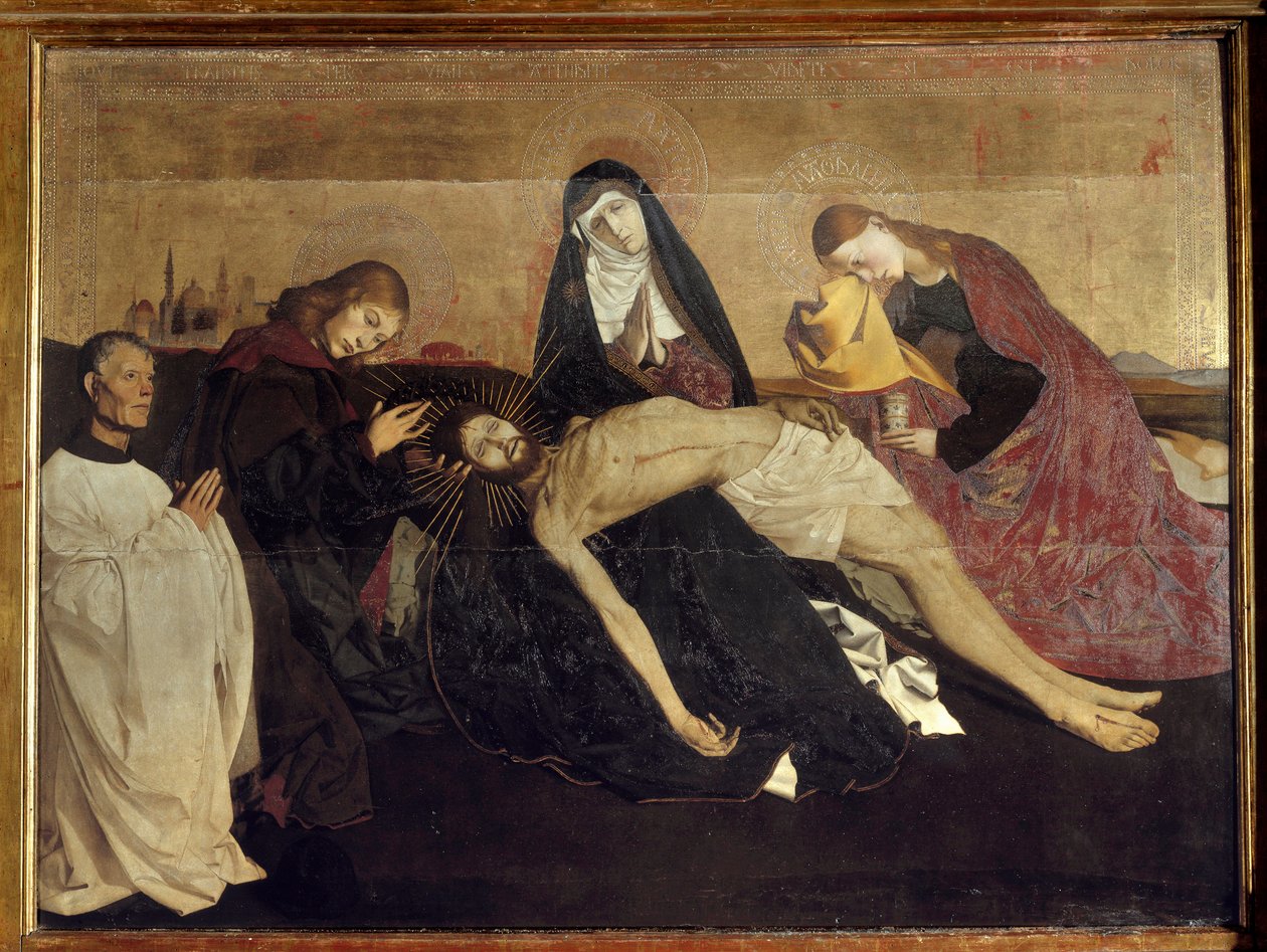 Villeneuve les Avignonin Pieta. Enguerrand Quartonin maalaus (1410 - 1462) tekijältä Enguerrand Quarton