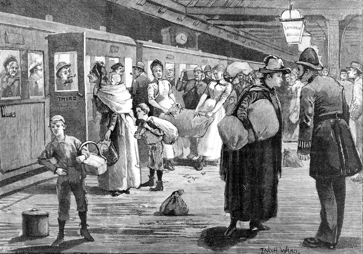 Hop-poimijat aloittavat London Bridgen rautatieasemalta keskiyöllä 1891 tekijältä Enoch Ward