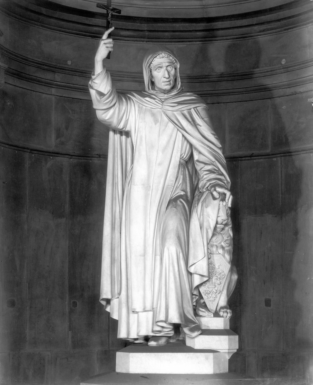 Girolamo Savonarolan (1452-98) muistomerkki (marmori) (m/v kuva) tekijältä Enrico Pazzi