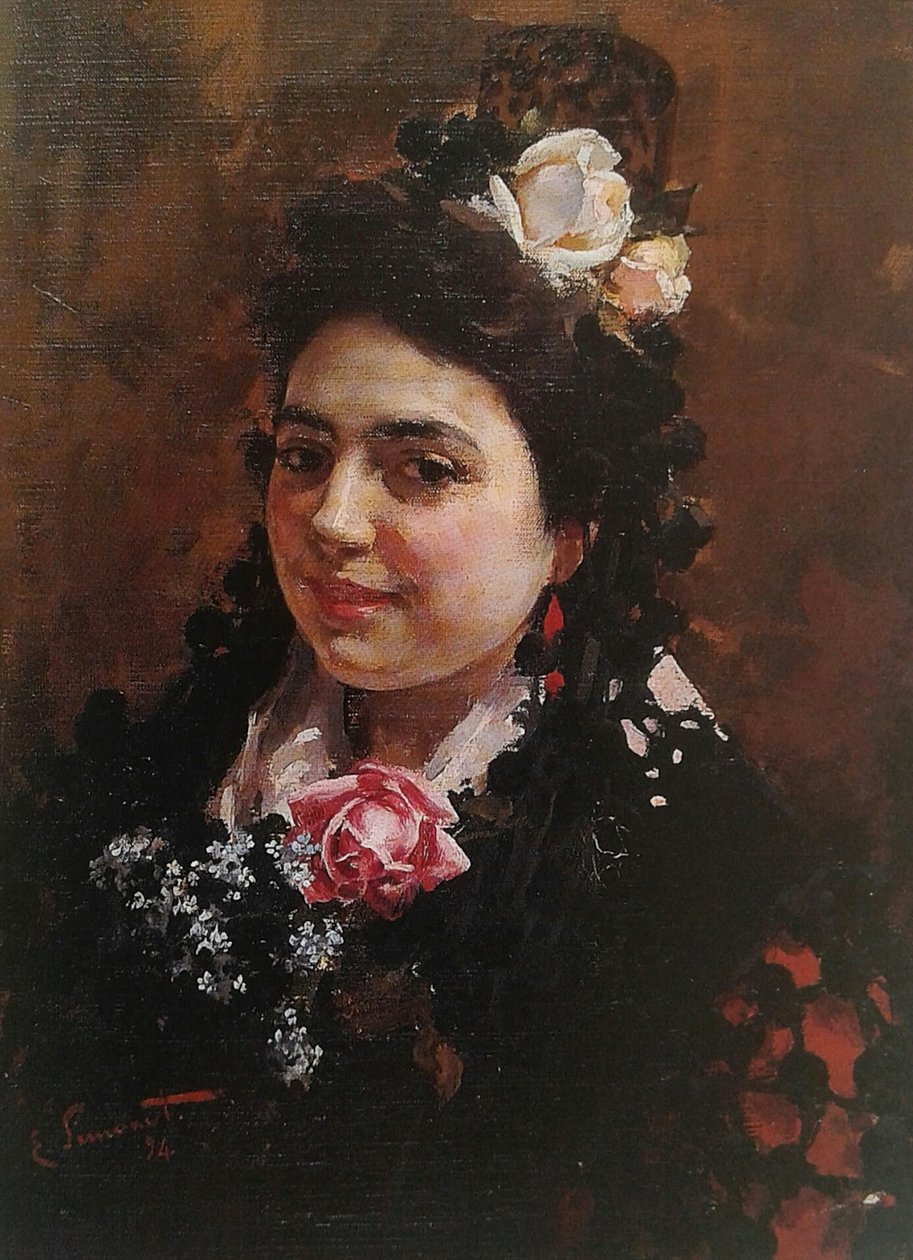 Retrato de Asuncion Castro, esposa del pintor Muotokuva Asuncion Castrosta, taidemaalarin vaimosta tekijältä Enrique Simonet