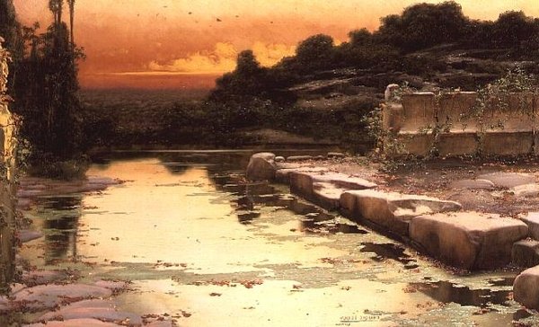 Tulvineet rauniot auringonlaskun aikaan tekijältä Enrique Serra