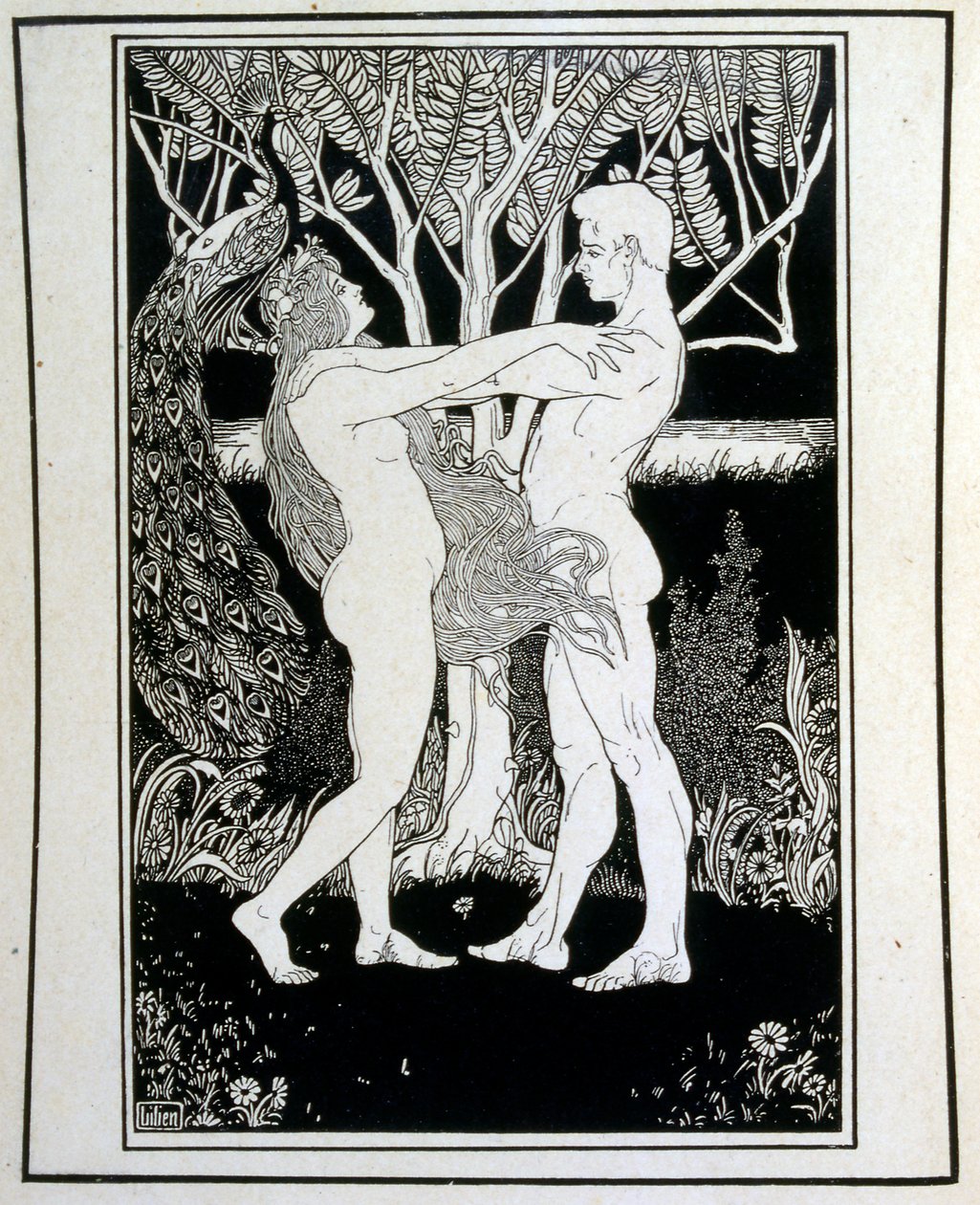 Aadam ja Eeva (syyttömyys), kirjasta Juuda, jonka on kuvittanut Ephraim Moses Lilien (1874-1925). Liliania pidetään sionistisen ikonografian isänä, joka on luotu jugendstil-tyyliin (saksalainen jugendtyyli). Hän kuvitti "Juda" (1900), raamatullisen kirjan tekijältä Ephraim Moses Lilien