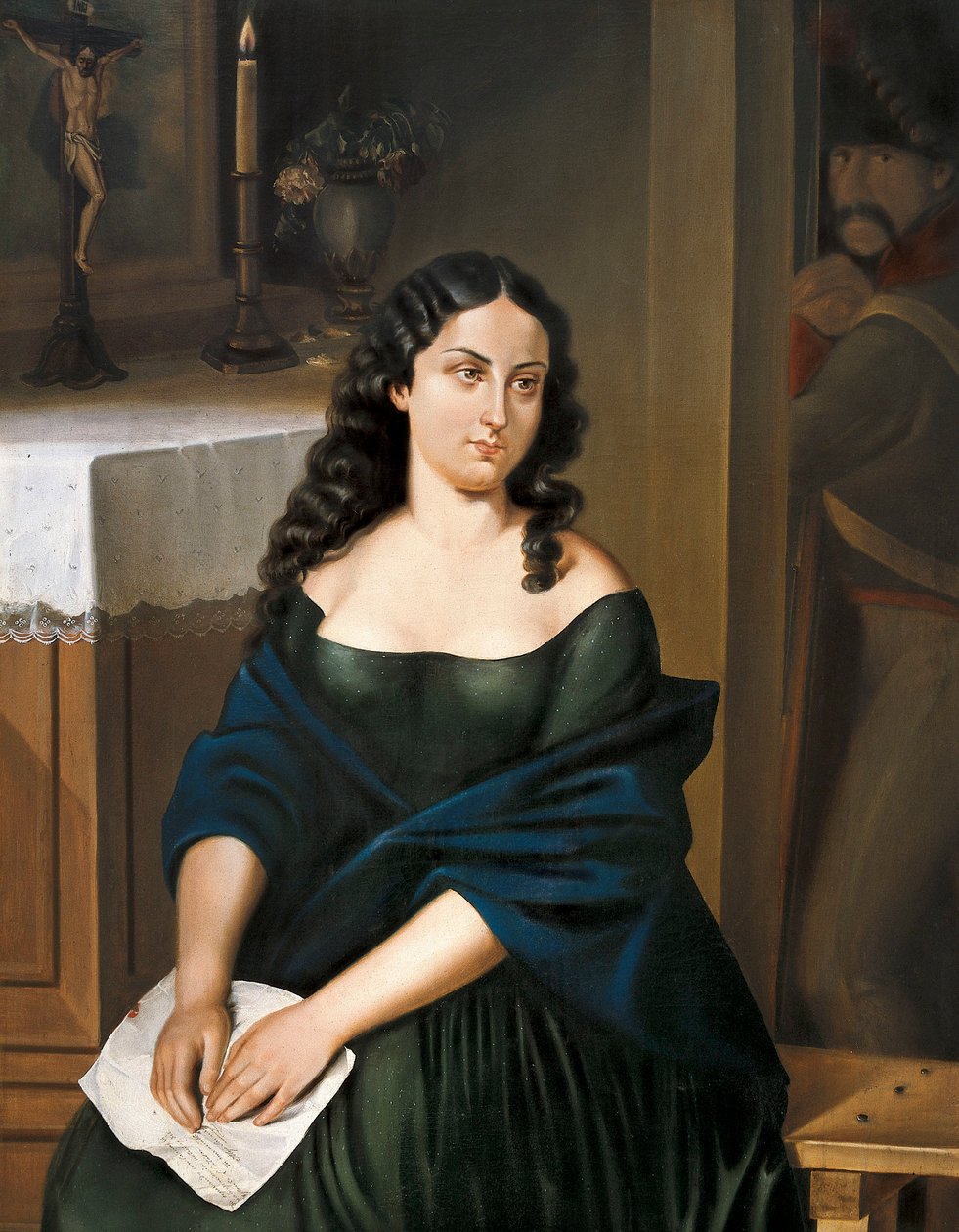 Kolumbian itsenäisyyden sankarittaren Policarpa Salavarrietan (1795-1817) muotokuva (maalaus) tekijältä Epifanio Julián Garay Caicedo