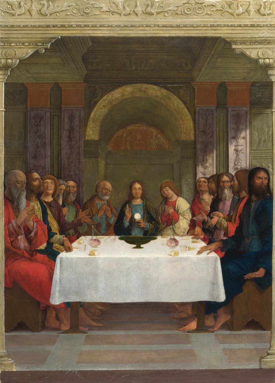 Eukaristian instituutio, n. 1490 (tempera paneelissa) tekijältä Ercole de Roberti