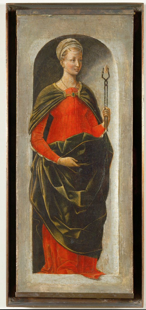 Pyhä Apollonia, Pyhän Vincent Ferrierin alttarin oikea pylväs, jonka Francesco Cossa maalasi Bolognaa varten ja jonka Ercole di Roberti viimeisteli ... tekijältä Ercole de Roberti